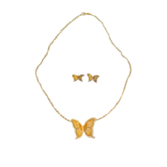 Reed & Barton Butterfly Necklace And Earrings - Picture 1 of 7